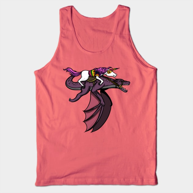 Magical Unicorn Riding Dragon Tank Top by underheaven